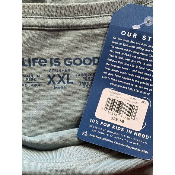 LIFE IS GOOD MEN’S XXLarge Sunday Fun Day Print Logo Solid T-Shirt - Picture 4 of 8